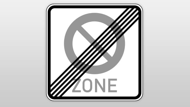 Ende eines eingeschränkten Halteverbotes für eine Zone: Hier wird das Ende eines eingeschränkten Halteverbots in einer bestimmten Zone markiert.