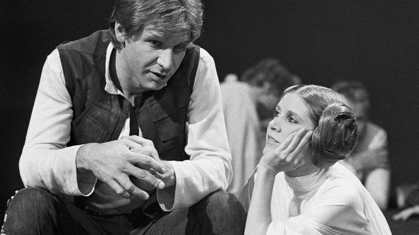 Harrison Ford mit Carrie Fisher am "Star Wars"-Set.