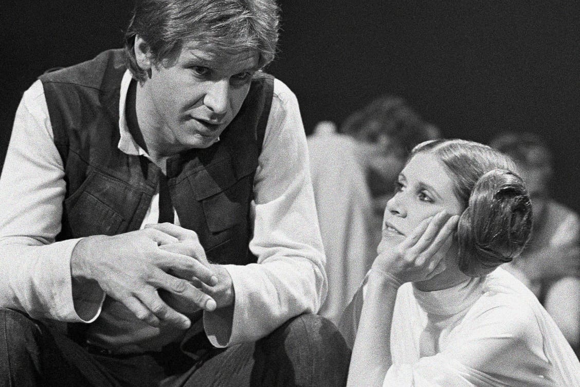 Harrison Ford mit Carrie Fisher am "Star Wars"-Set.