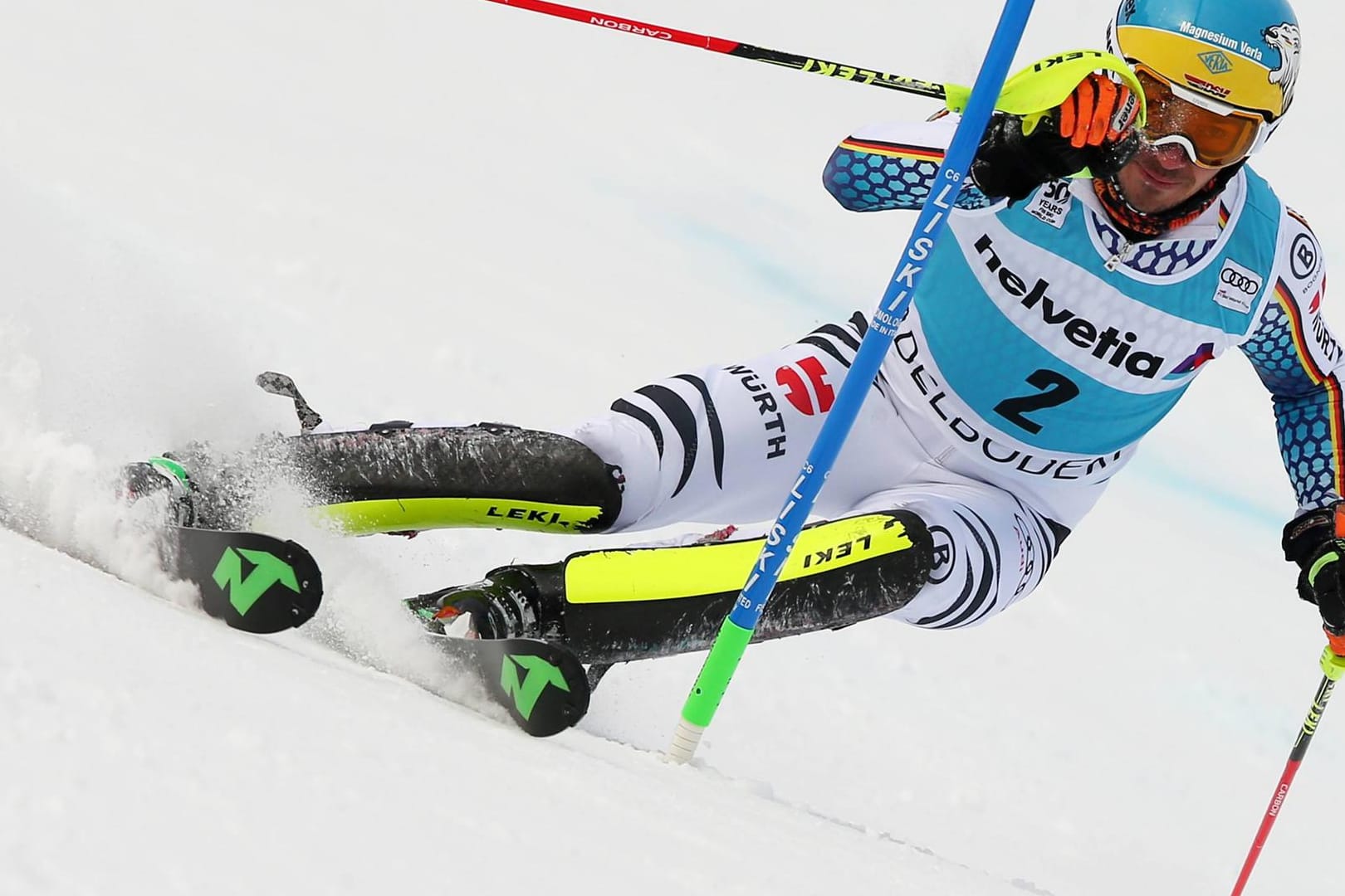 Felix Neureuther während seines ersten Laufs in Adelboden.