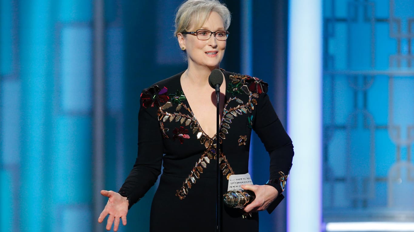 Meryl Streep spricht bei der Verleihung der "Golden Globes".
