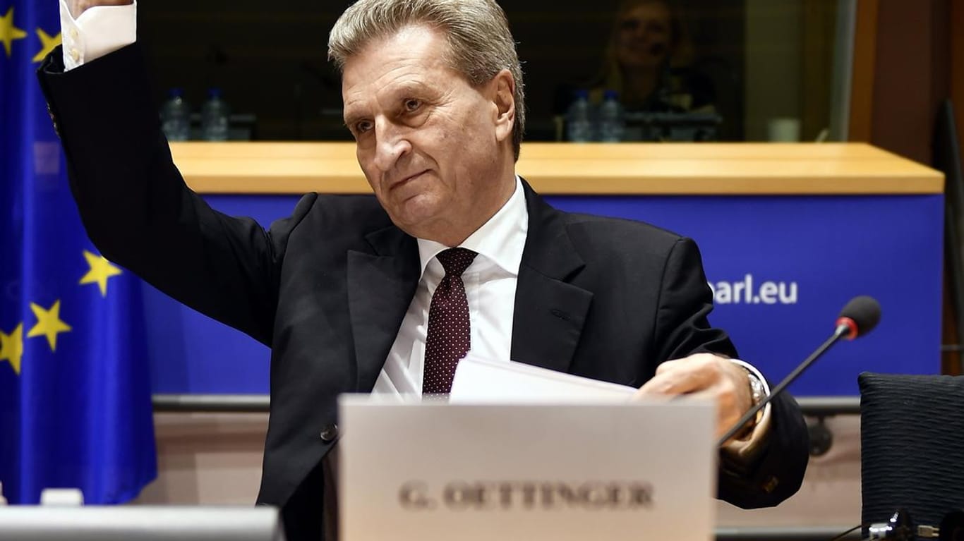 EU Haushalts- und Personalkommissar Günther Oettinger am Montag im Europaparlament in Brüssel.