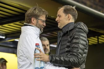 Der ehemalige Dortmund-Trainer Jürgen Klopp (li.) und der aktuelle BVB-Coach Thomas Tuchel.