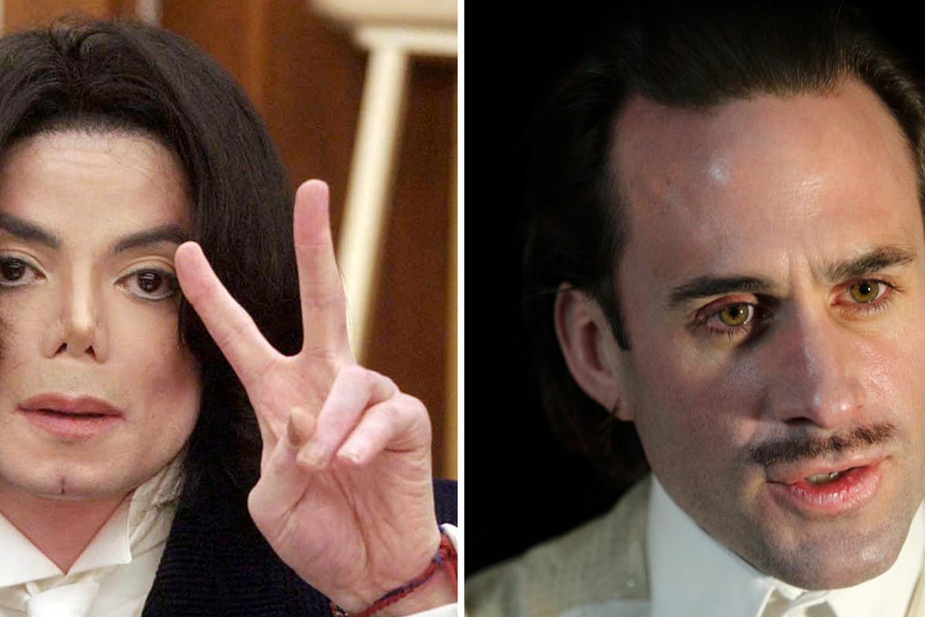Michael Jackson im Jahr 2002 und Joseph Fiennes im Jahr 2013.