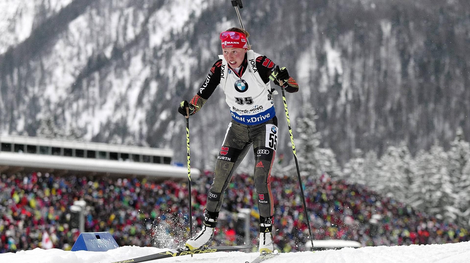 Biathletin Laura Dahlmeier beim Sprint in Ruhpolding.