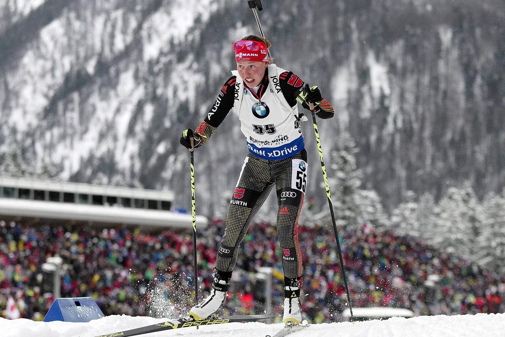 Biathletin Laura Dahlmeier beim Sprint in Ruhpolding.