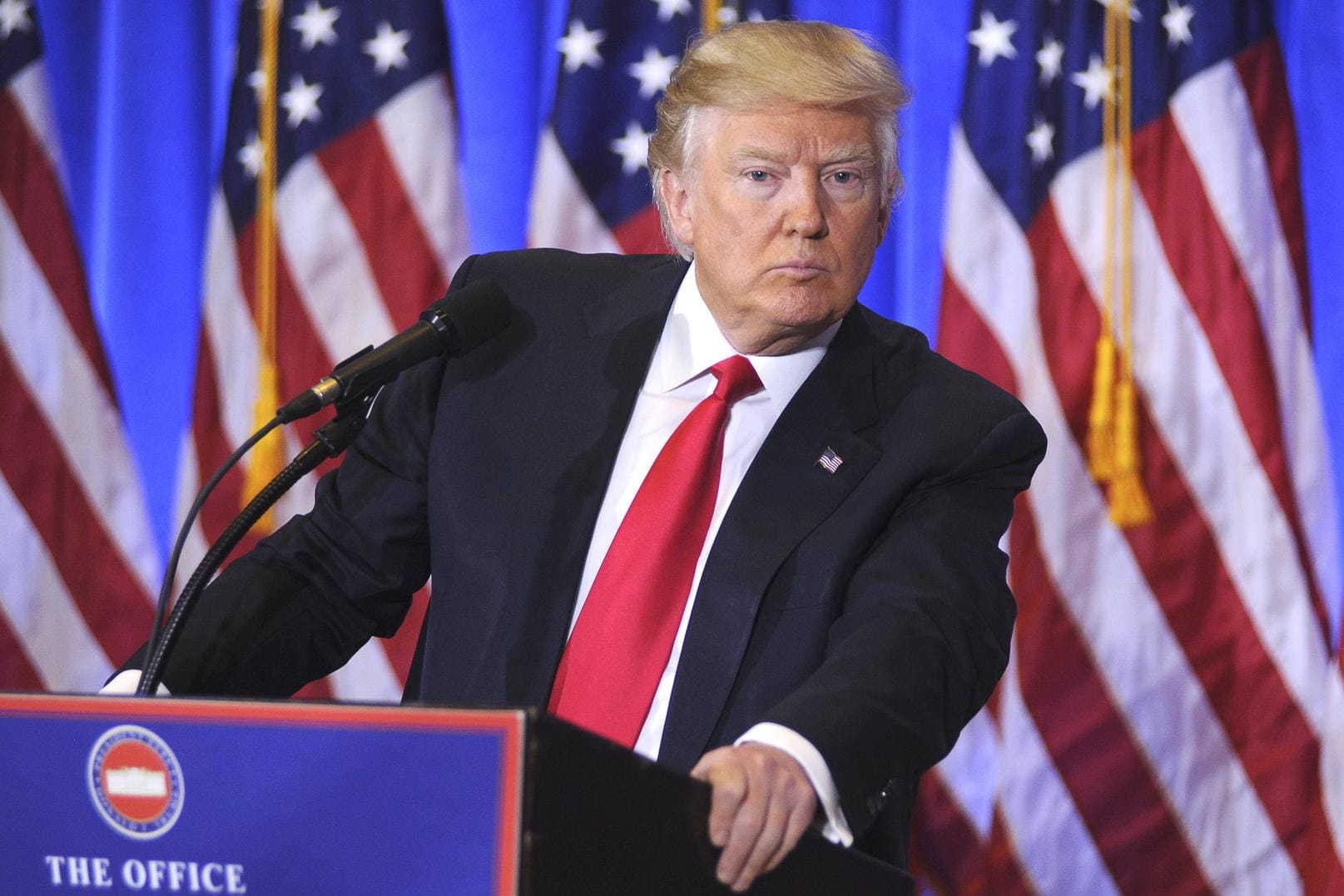 Der etwas andere US-Präsident: Donald Trump bei der ersten Pressekonferenz seit seiner Wahl.
