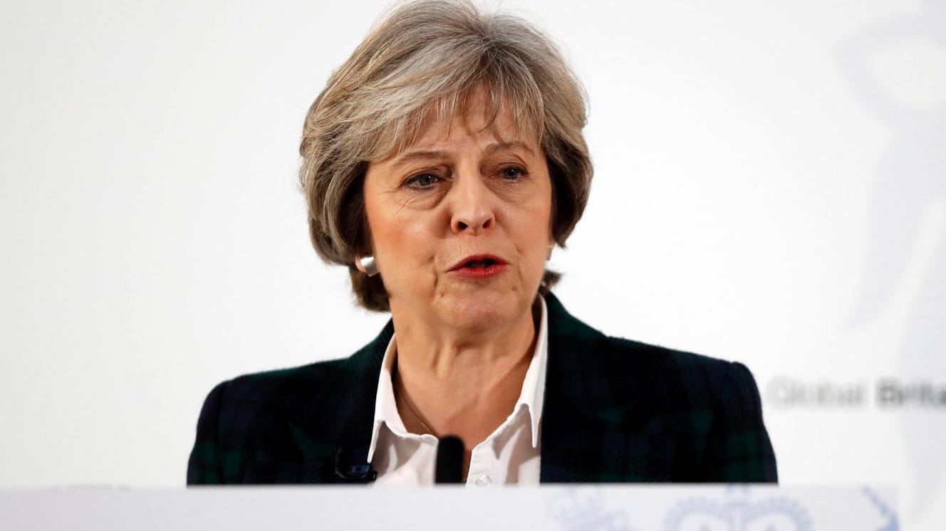 Theresa May bei ihrer Rede im Lancaster House in London.