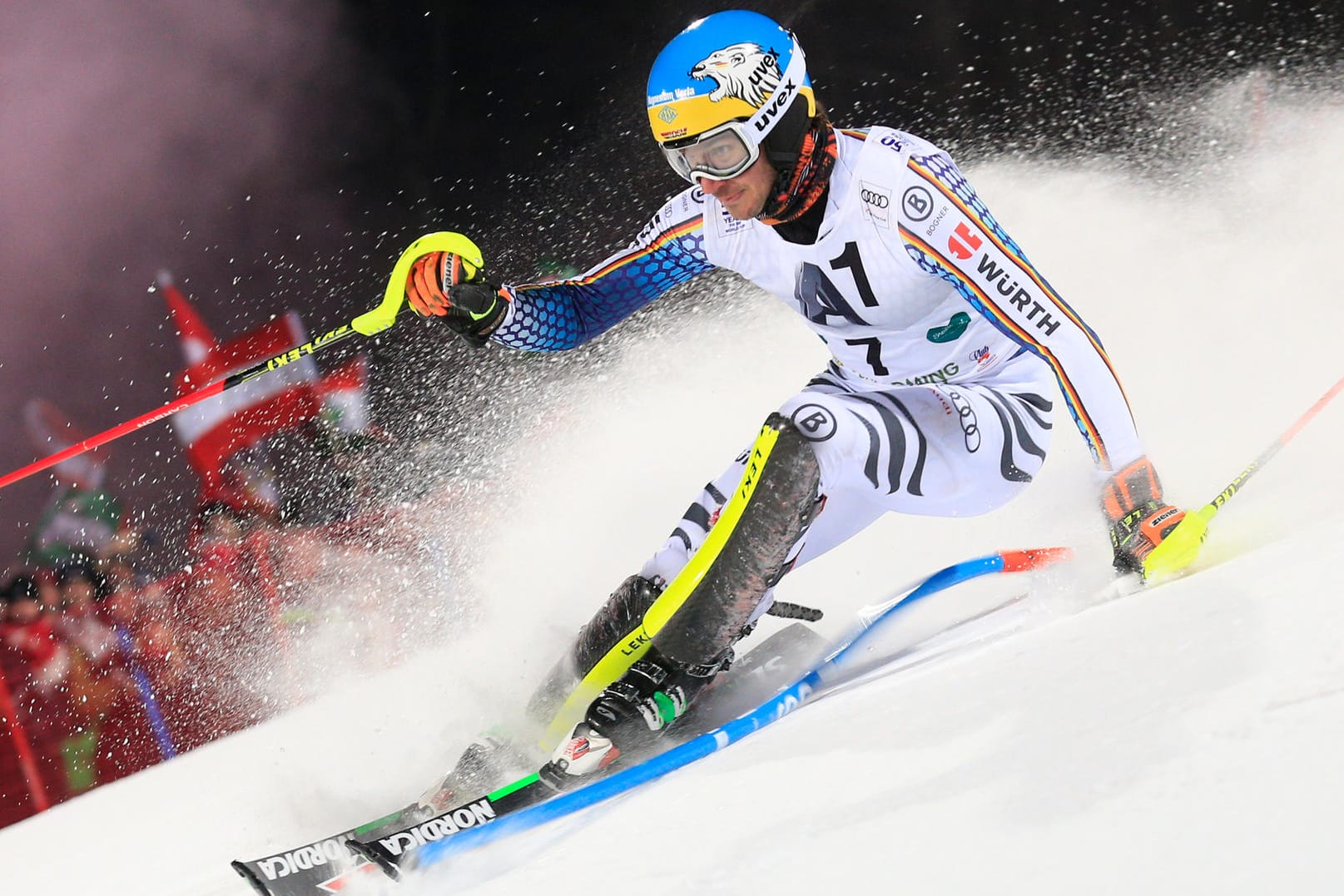 Steilhang: Felix Neureuther beim Nacht-Slalom von Schladming.