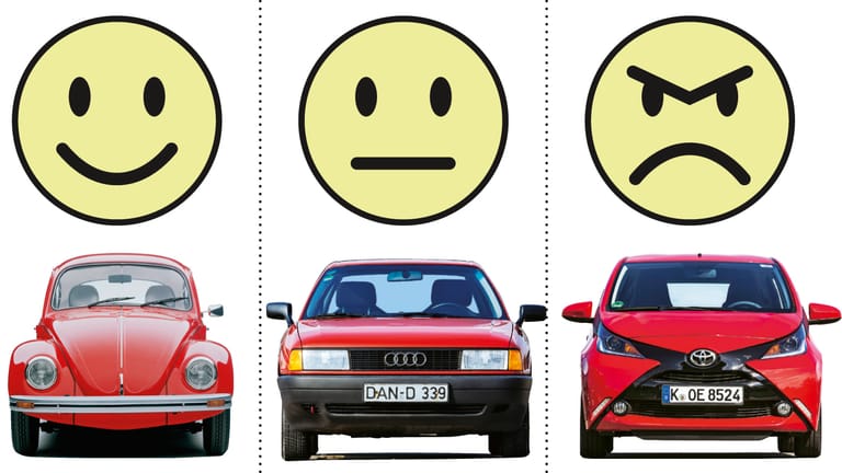 Freundliche oder neutrale Gesichter findet man bei heutigen Autos kaum noch.