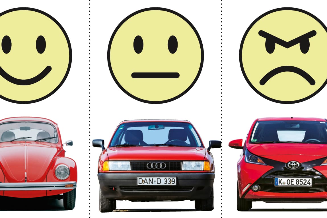 Freundliche oder neutrale Gesichter findet man bei heutigen Autos kaum noch.