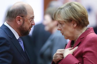 Er will ihren Job: Martin Schulz und Angela Merkel.