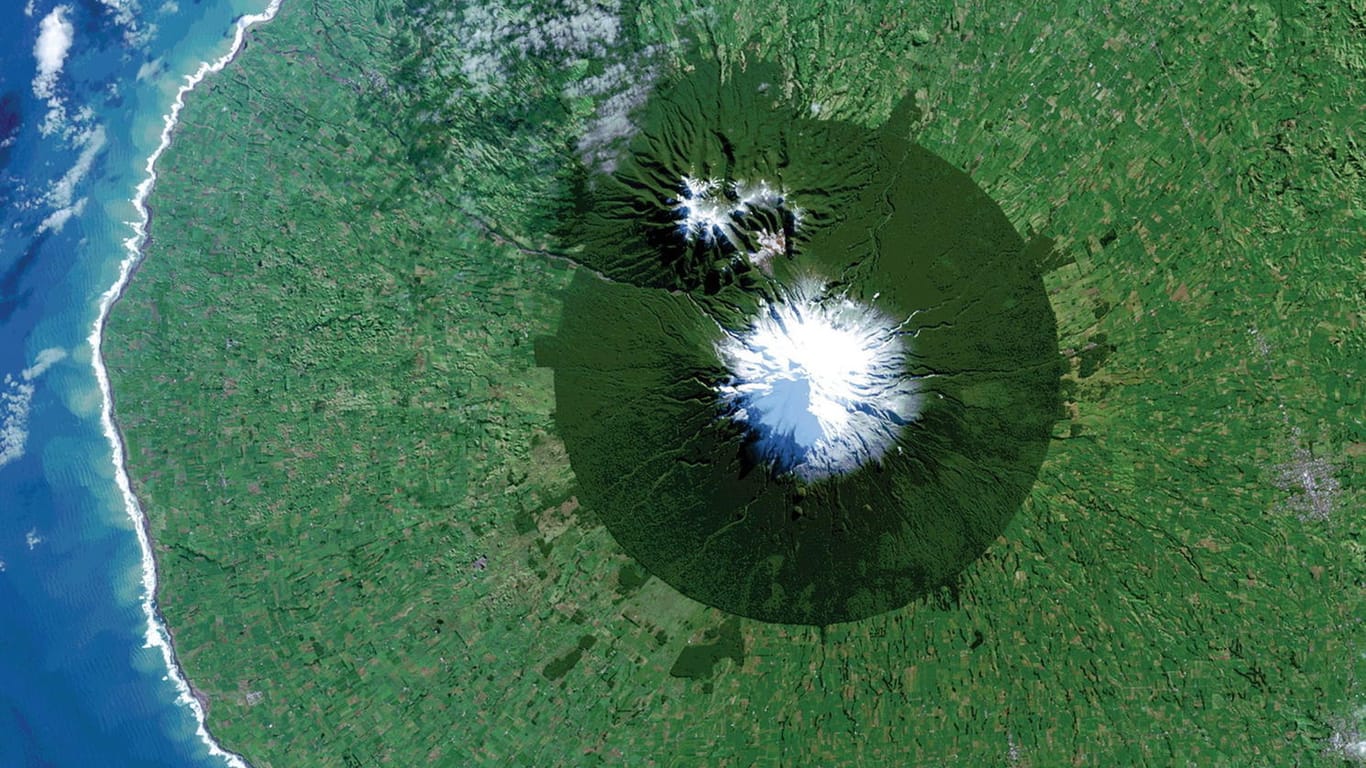 Luftaufnahme des Mount Taranaki: Hier verschwand die Urlauberin.