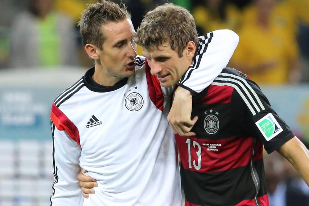 Miroslav Klose (links) und Thomas Müller zu gemeinsamen Zeiten in der Nationalmannschaft.
