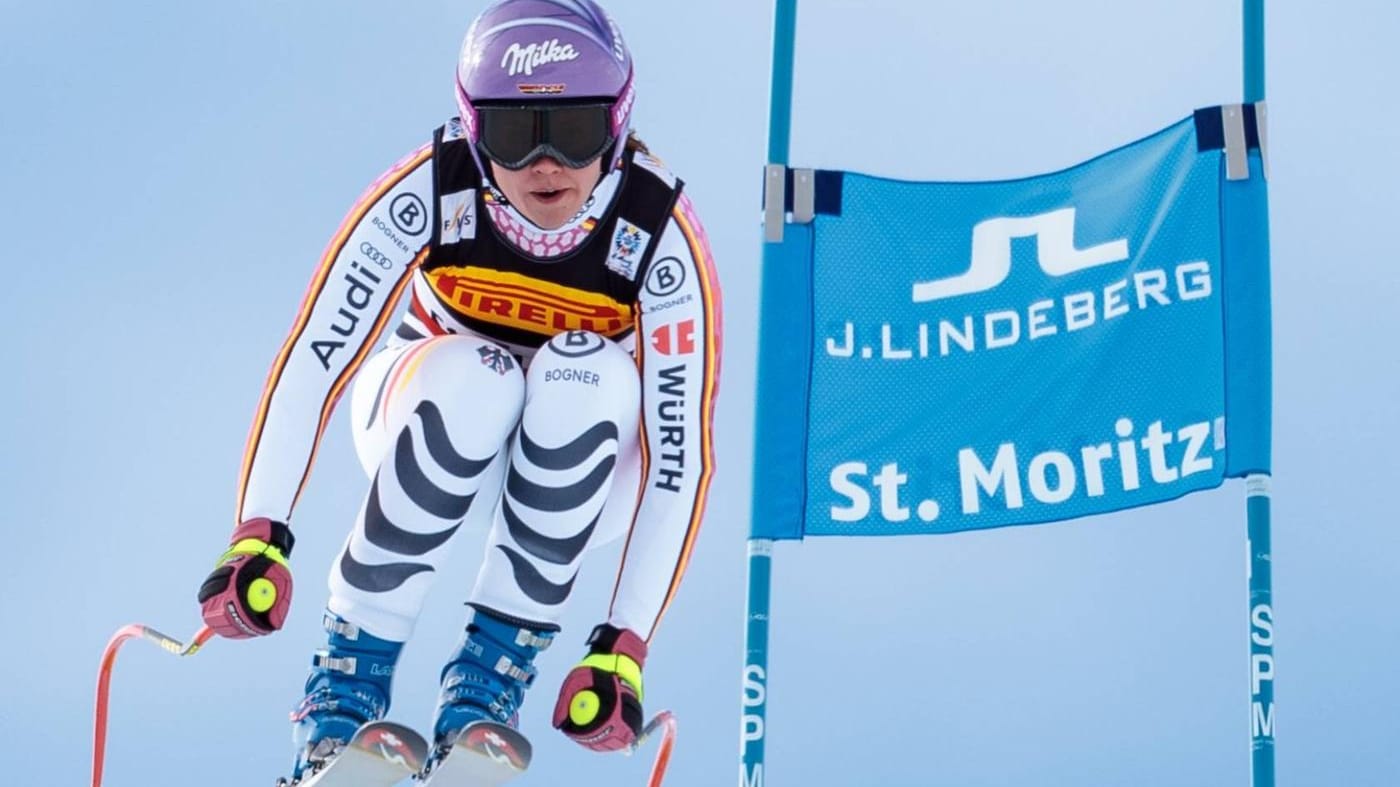 Viktoria Rebensburg auf der Piste von St. Moritz.