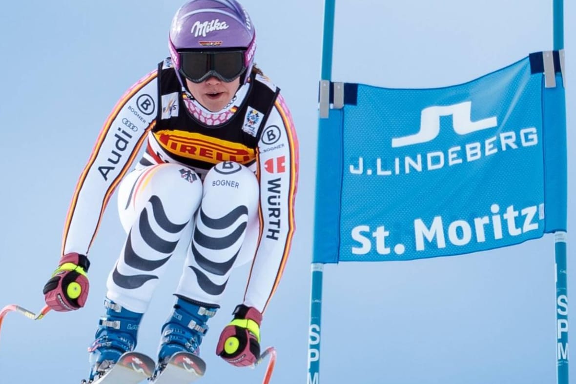 Viktoria Rebensburg auf der Piste von St. Moritz.