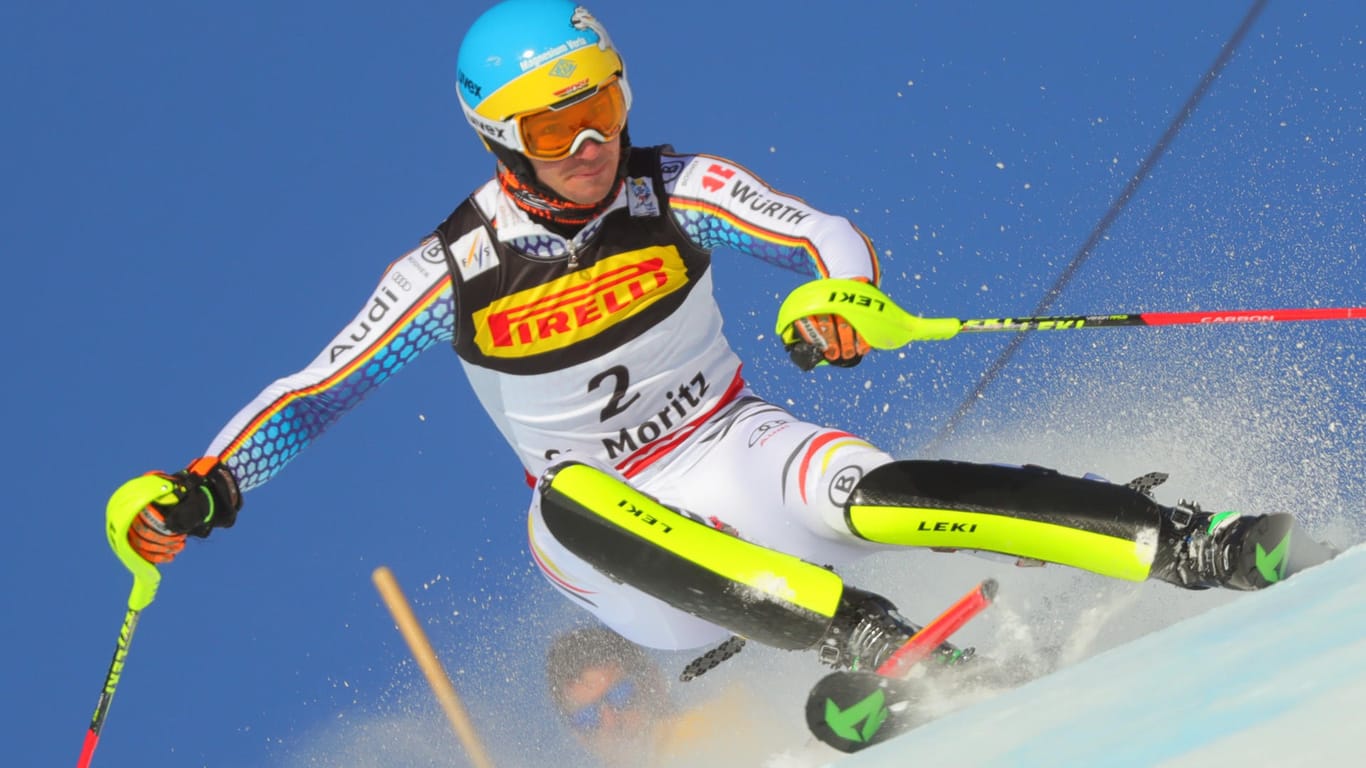 Felix Neureuther bei seinem Slalom-Lauf in St. Moritz.