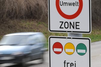 Feinstaub-Belastung in deutschen Großstädten: Verkehrsschild"Umweltzone".