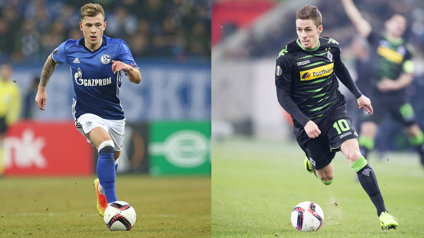 Schalkes Max Meyer (li.) und Gladbachs Thorgan Hazard wissen mit dem Ball umzugehen.