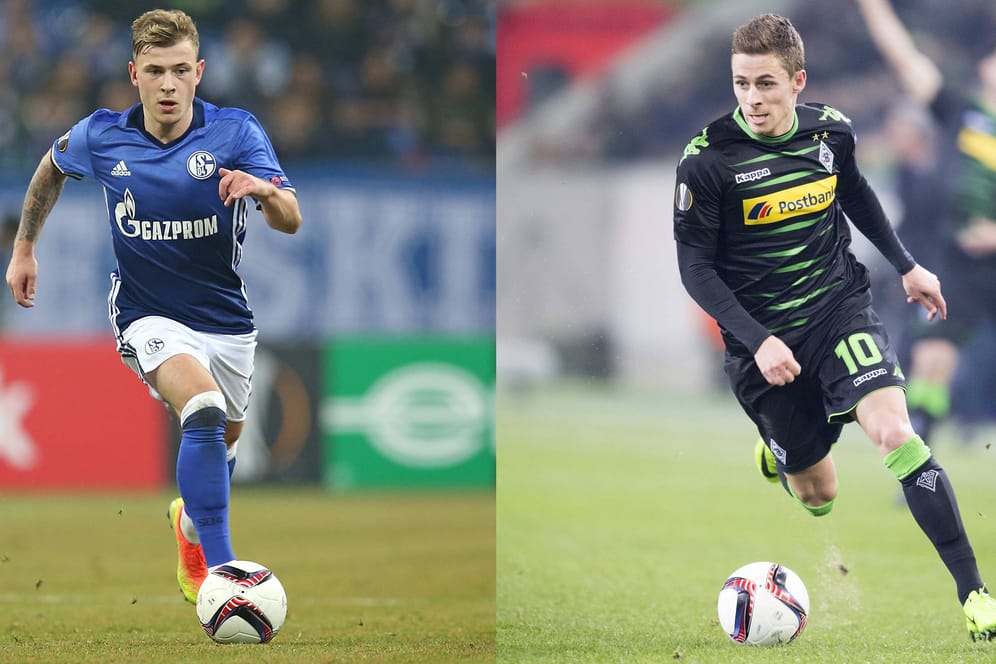 Schalkes Max Meyer (li.) und Gladbachs Thorgan Hazard wissen mit dem Ball umzugehen.