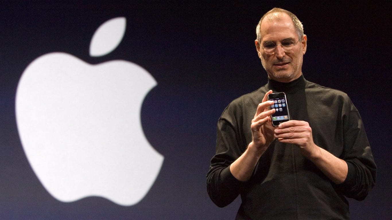 Steve Jobs, Mitbegründer von Apple, stellte am 09.01.2007 das iPhone in San Francisco, USA, vor.