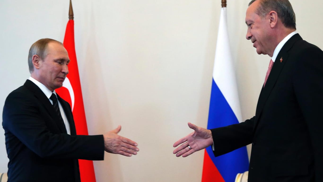 Russlands Staatspräsident Wladimir Putin und sein türkischer Amtskollegen Recep Tayyip Erdogan im August vergangenen Jahres in St. Petersburg.