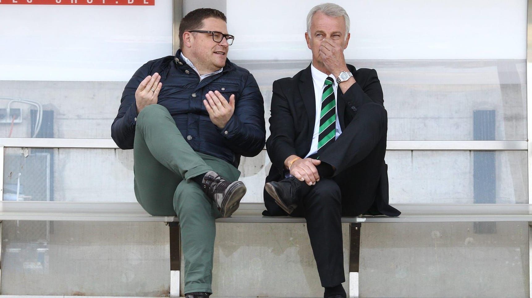 Im ständigen Austausch: Max Eberl (l.) und Borussen-Vize Rainer Bonhof.
