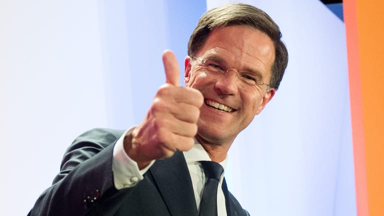 Ministerpräsident und Wahlgewinner Mark Rutte hat gut lachen.