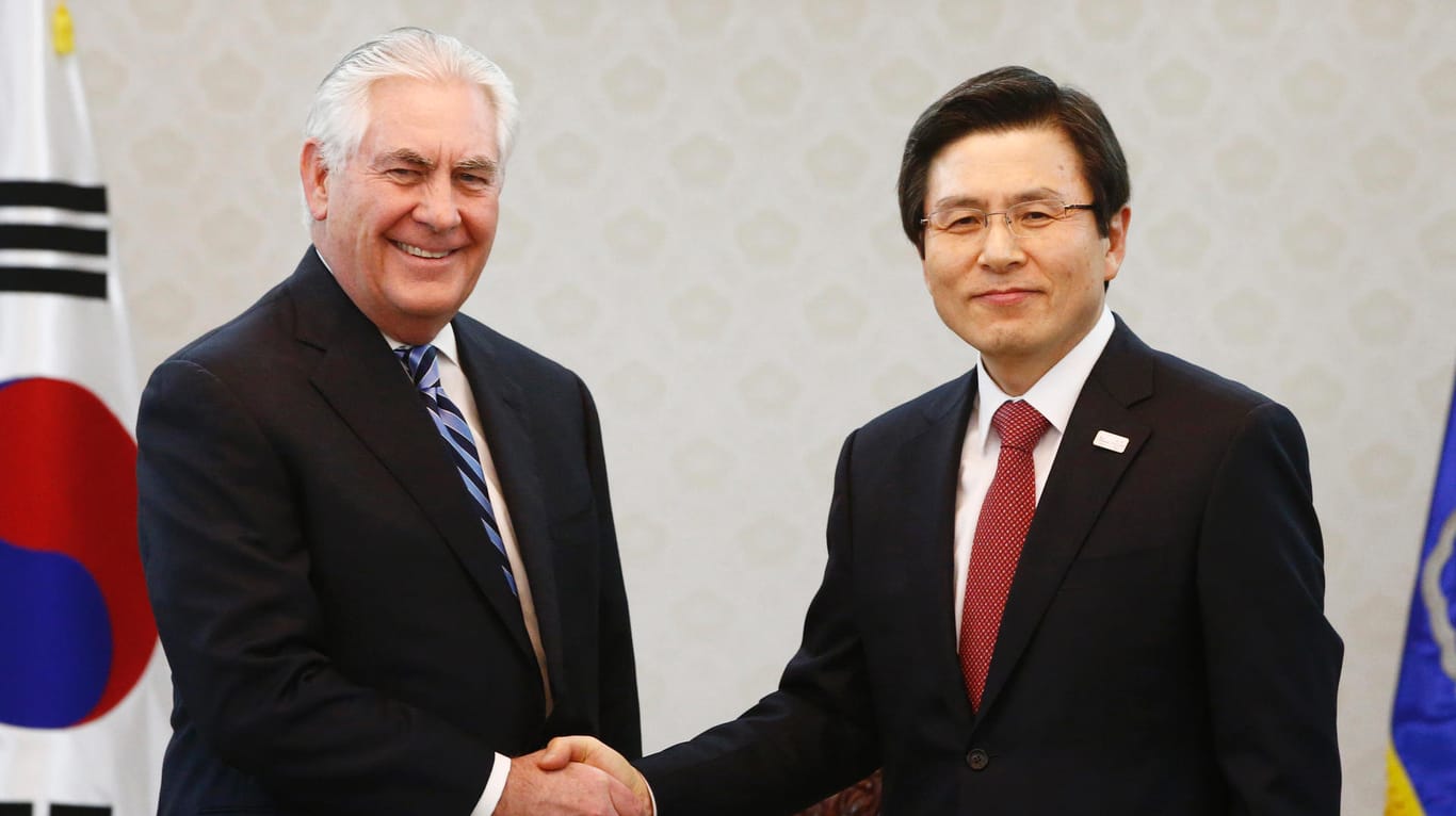 US-Außenminister Rex Tillerson mit dem Südkoreanischen Premierminister Hwang Kyo-ahn in Seoul.