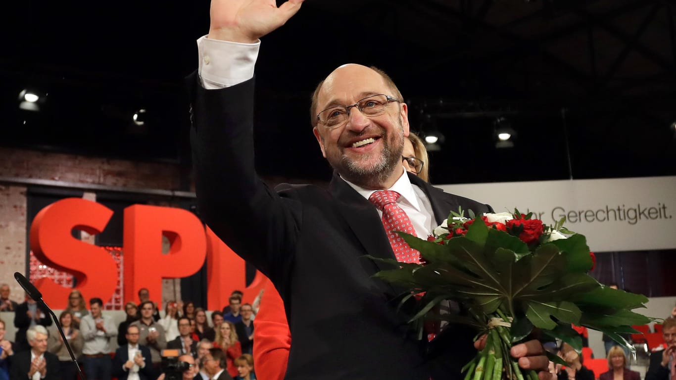 So sehen Sieger aus: Martin Schulz nach der Wahl.