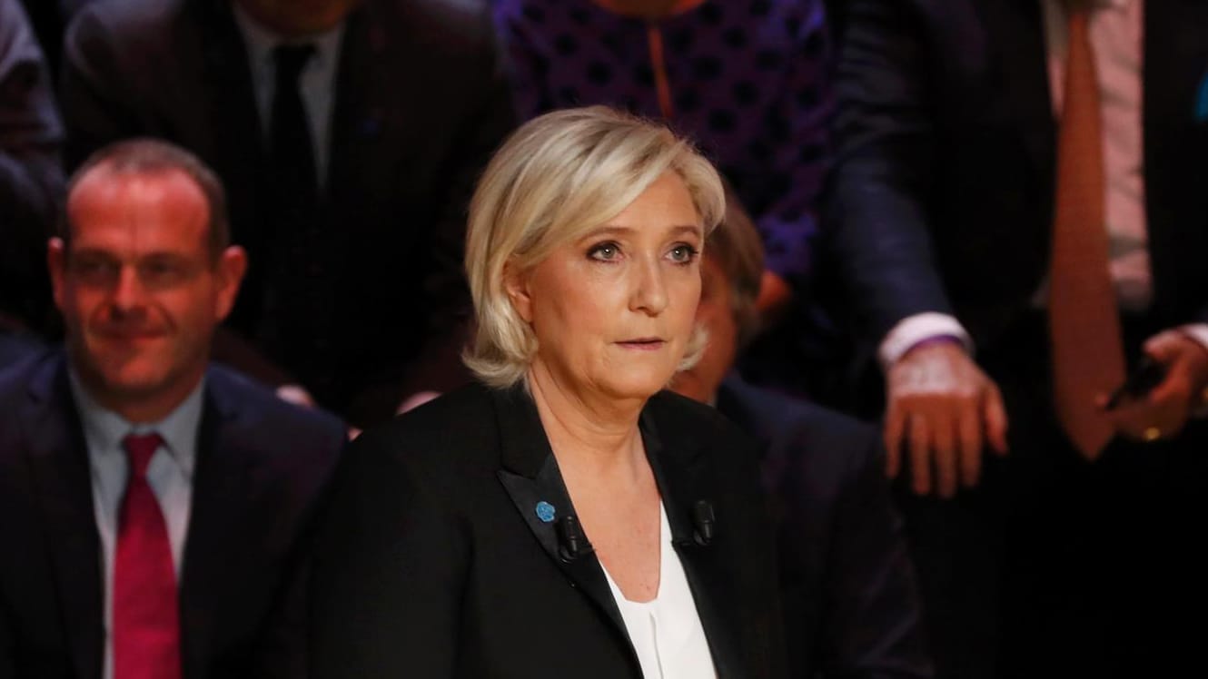 Zahlreiche Angriffe: Marine Le Pen bei der TV-Debatte.