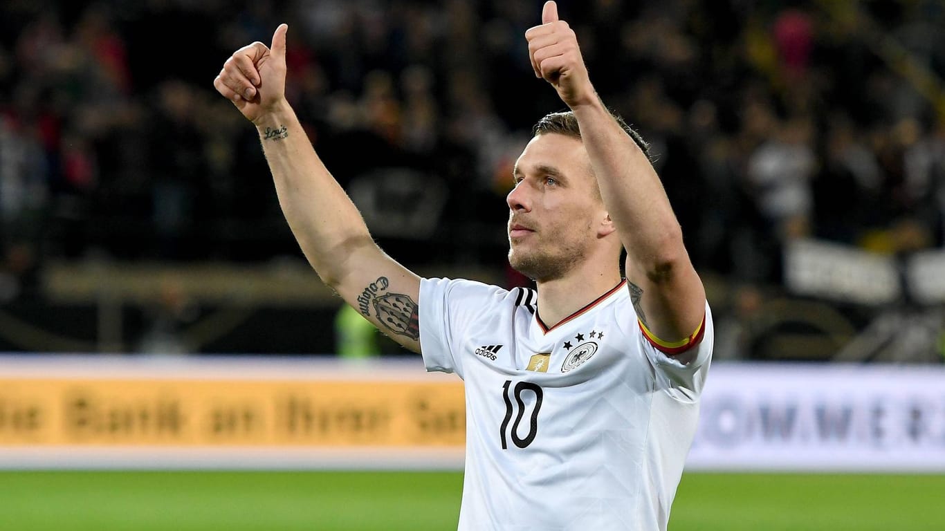Lukas Podolski schoss sein 49. Tor im 130. Spiel für Deutschland.