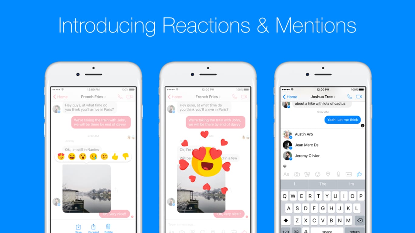 Facebook Messenger jetzt mit "Reactions" und "Mentions"