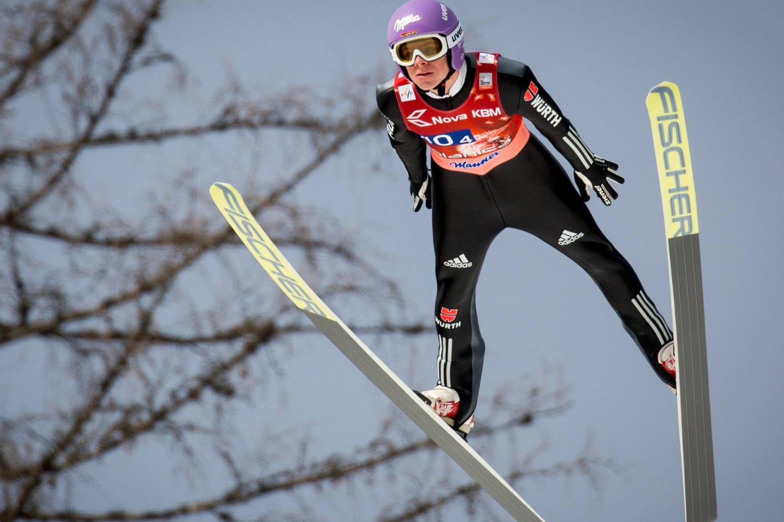 Perfekte Flughaltung: Andreas Wellinger flog in Planica auf den 2. Platz.