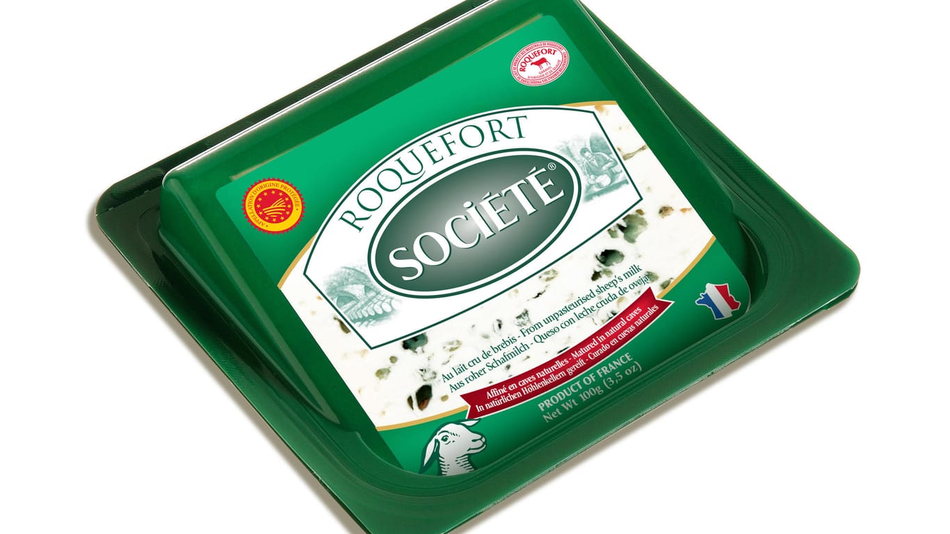 Der betroffene Der Edelpilzkäse "Roquefort Société Scheibe".