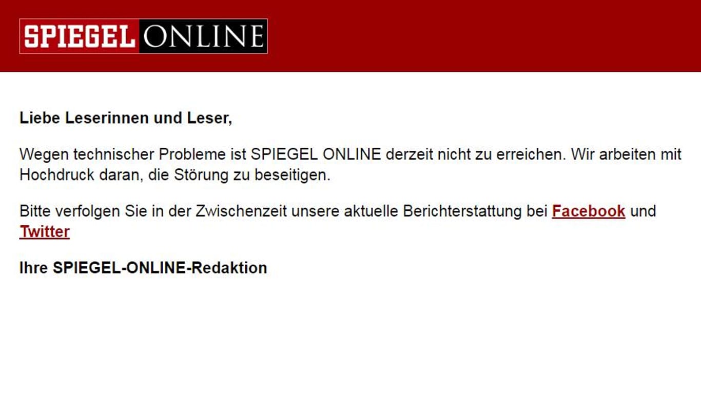 Die Fehlermeldung auf der Website von "Spiegel Online".
