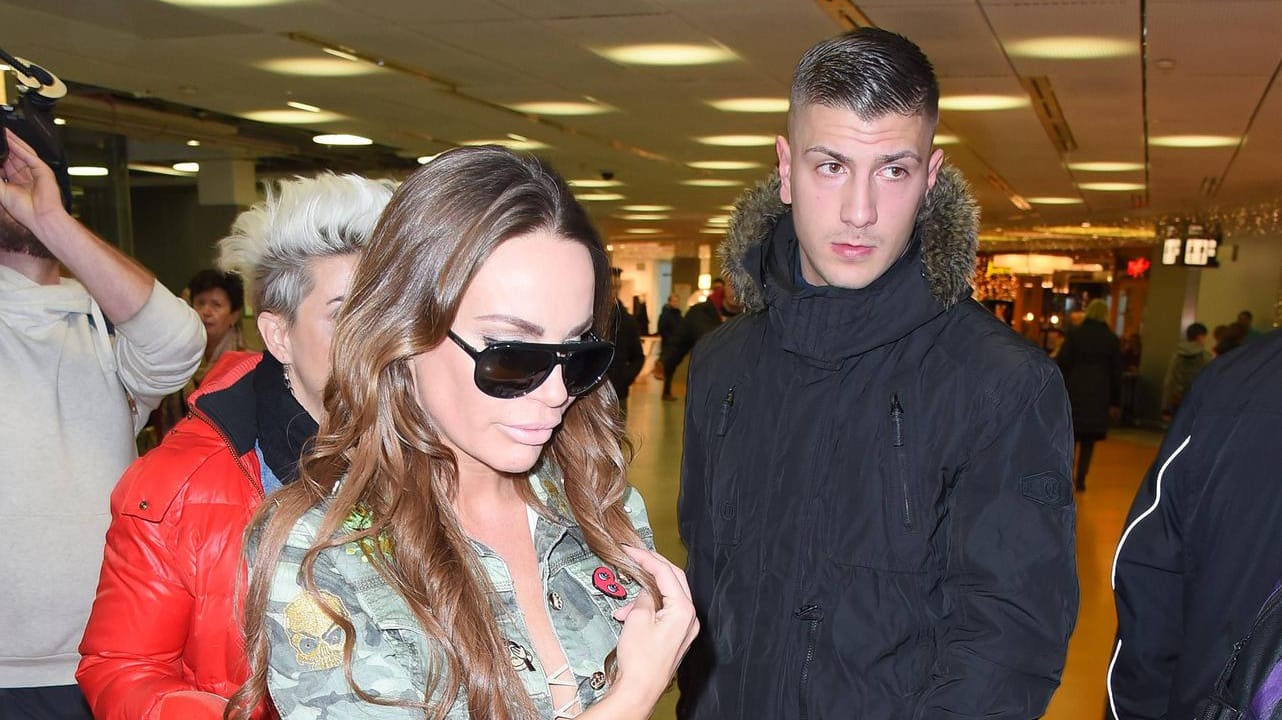 Gina Lisa Lohfink mit ihrem Freund Emir Kücükakgül vor ihrem Abflug ins Dschungelcamp