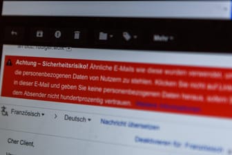 Google Mail Gmail Hinweis durch Google auf as Sicherheitsrisiko bei einer Email Achtung Siche