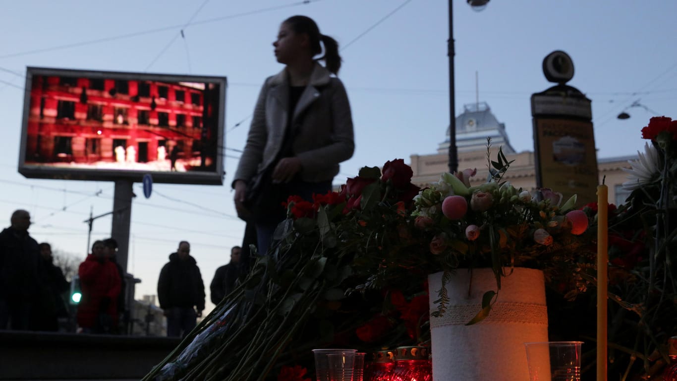 Symbolische Gedenkstätte in St. Petersburg für die Opfer des Anschlages.