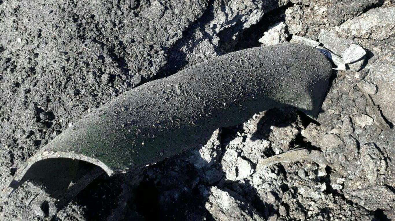 Überreste einer Granate die möglicherweise Giftgas enthielt.