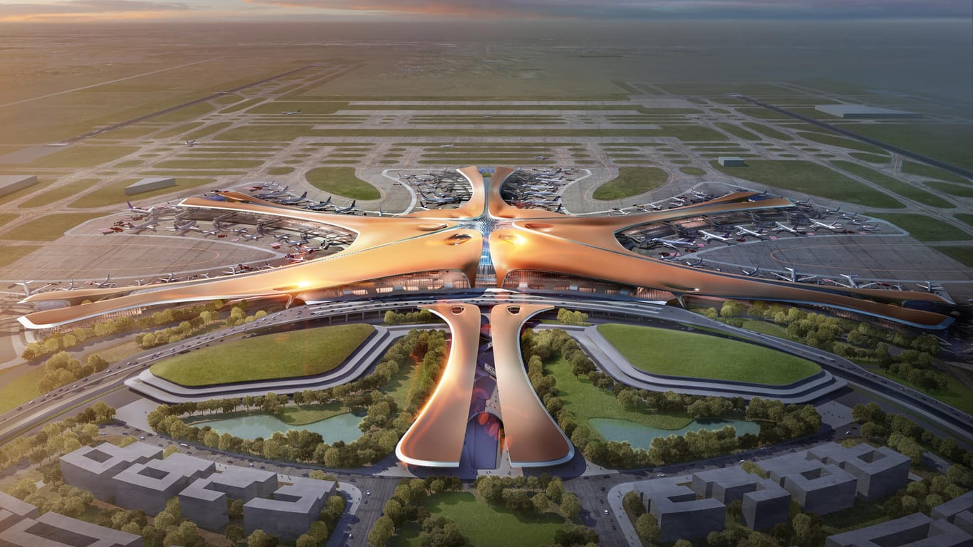 Weltweit größter Flughafen in Peking im Bau