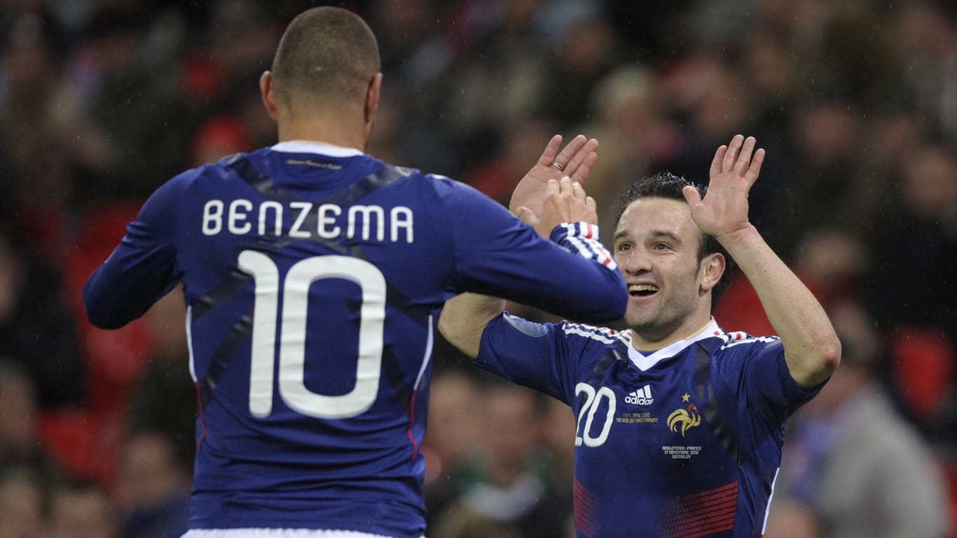 Hier jubeln Mathieu Valbuena (r.) und Karim Benzema noch gemeinsam.
