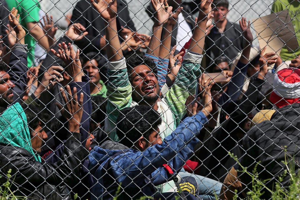 Flüchtlinge aus Afghanistan und Pakistan in einem Lager auf der griechischen Insel Lesbos.