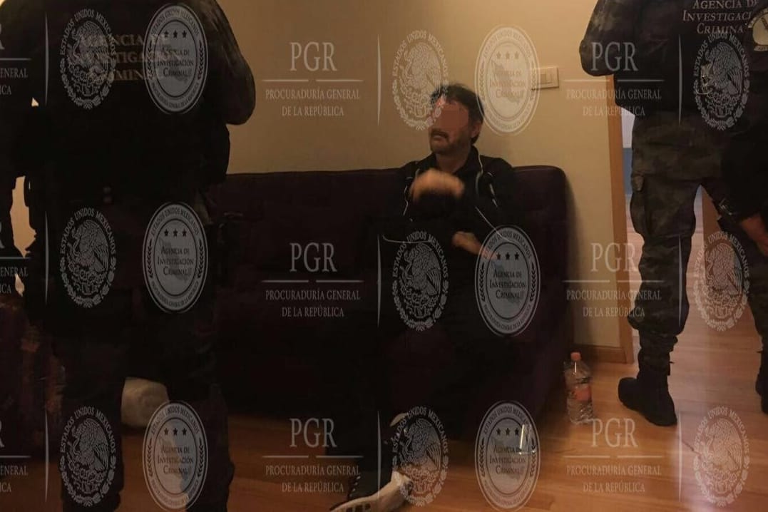 Der Anführer des Drogenkartells von Sinaloa, Damaso Lopez Nunez alias «El Licenciado» (M.), nach seiner Festnahme.