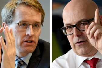 CDU-Spitzenkandidaten Daniel Günther (li.) will Ministerpräsident Torsten Albig (SPD) aus dem Amt drängen.