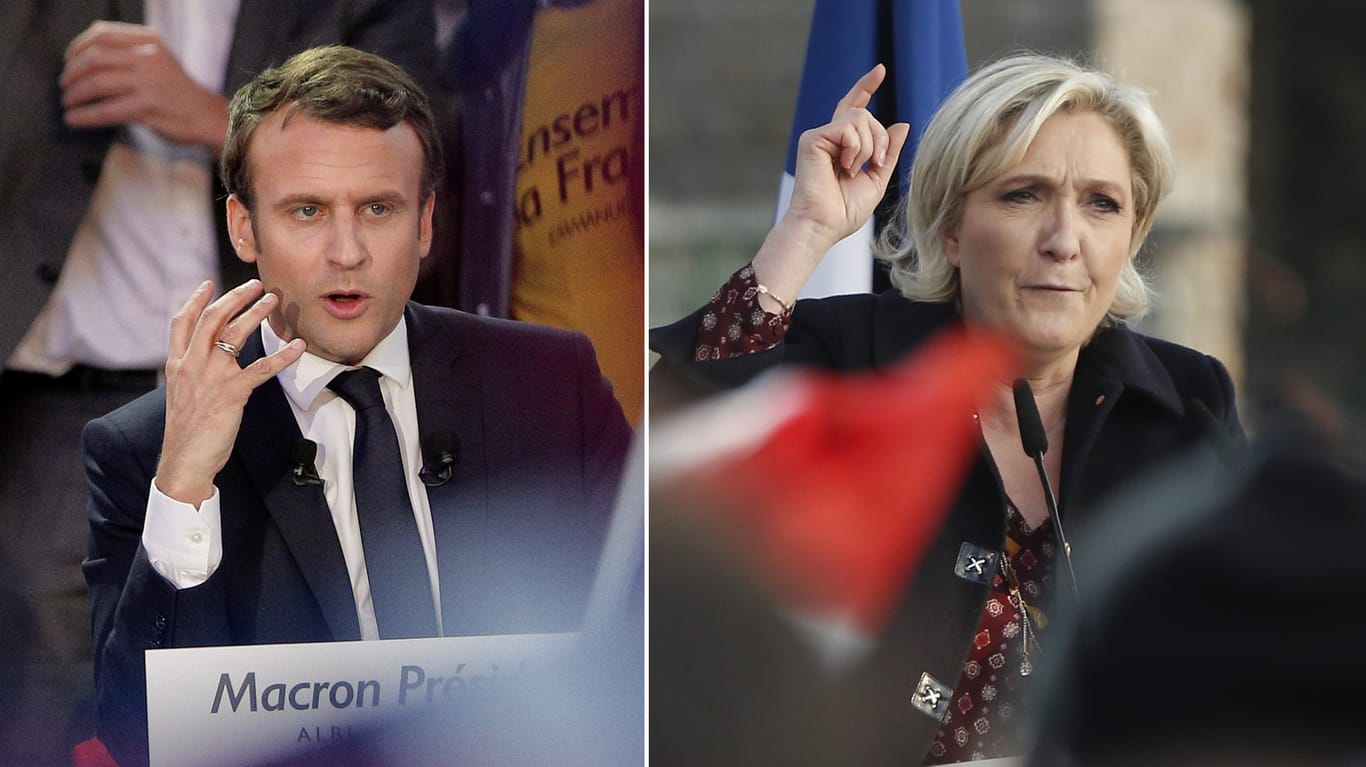Emmanuel Macron gilt bei der Frankreich-Wahl als Favorit. Doch auch Marine Le Pen kann immer mehr Wähler für sich gewinnen.