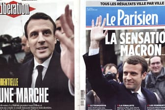 Französische Tageszeitungen in Paris nach der Wahl.