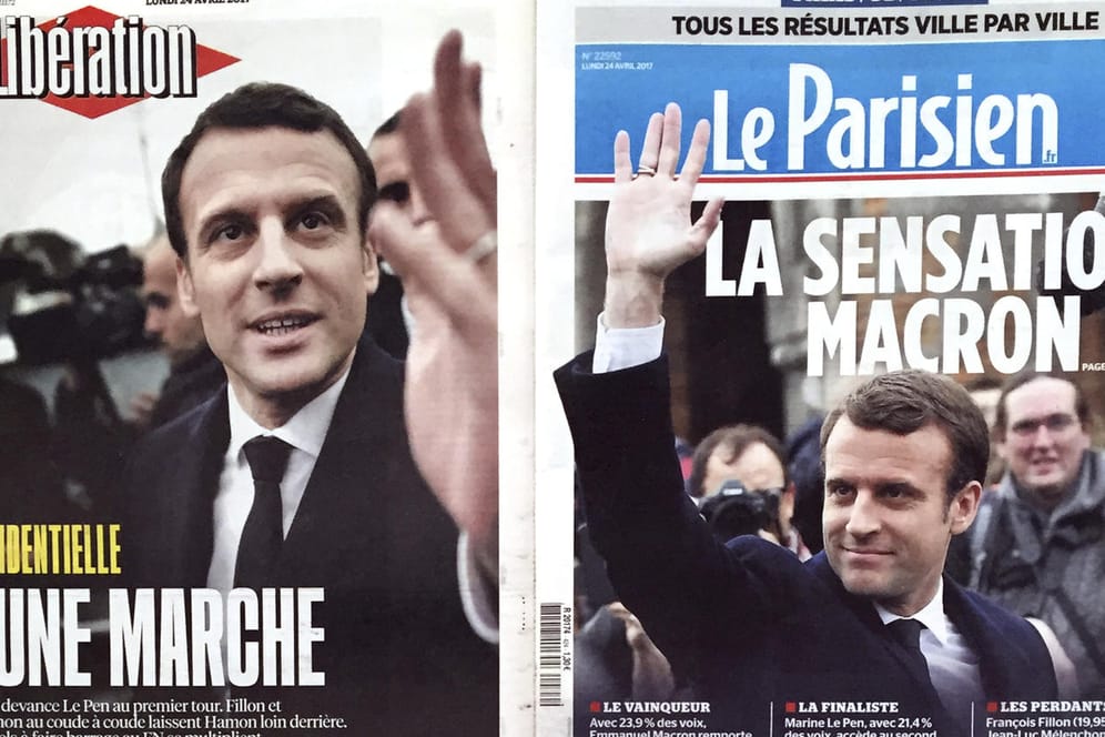 Französische Tageszeitungen in Paris nach der Wahl.