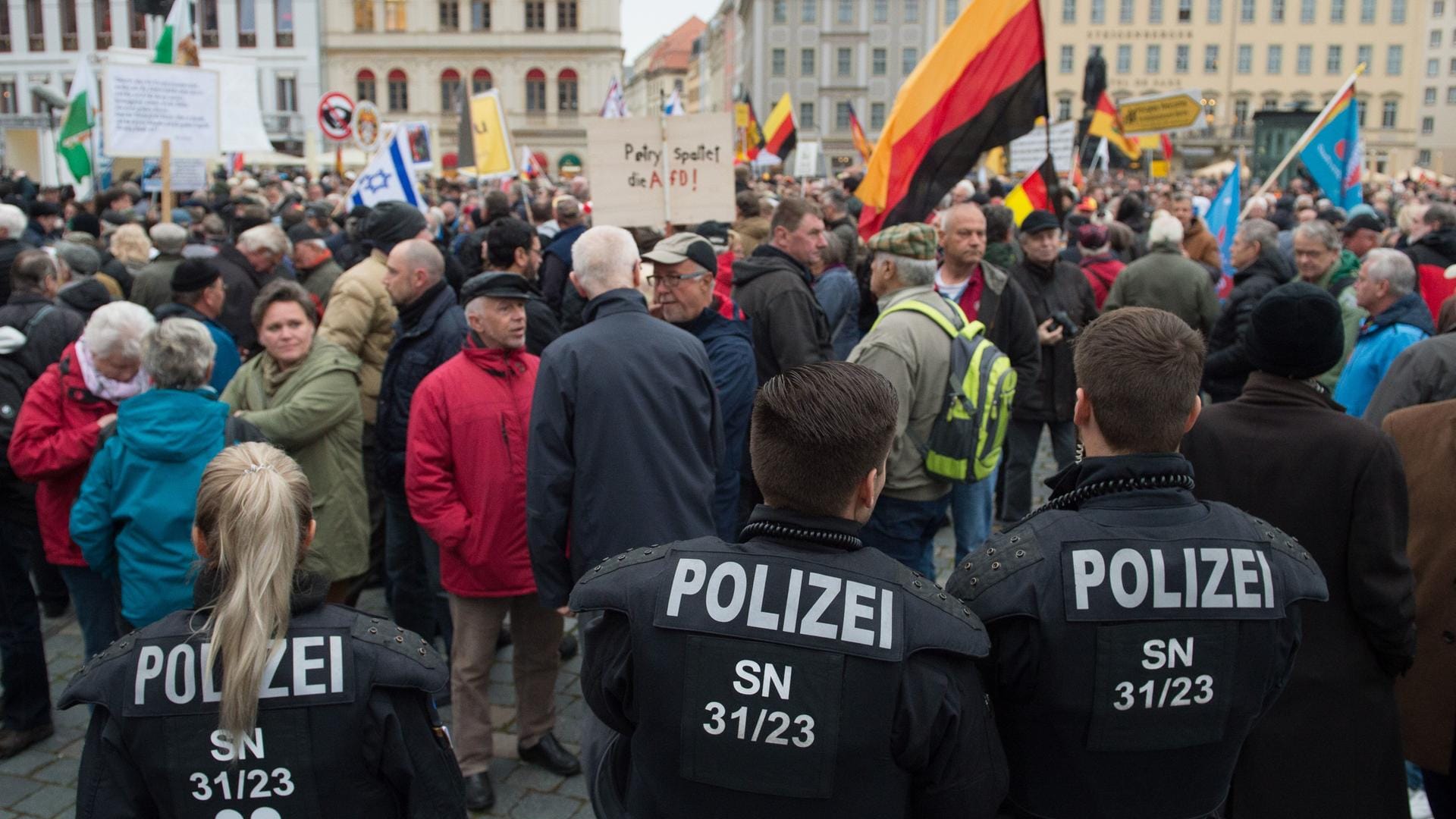 AfD und Pegida protestieren Seite an Seite