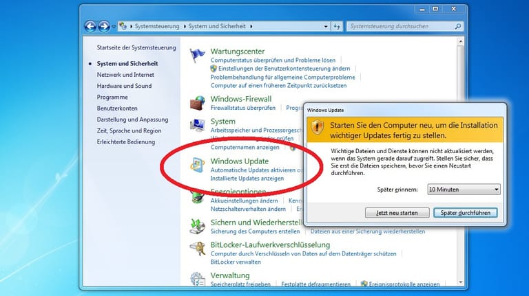 Automatische Updates von Windows helfen Gefahren rechtzeitig zu beheben